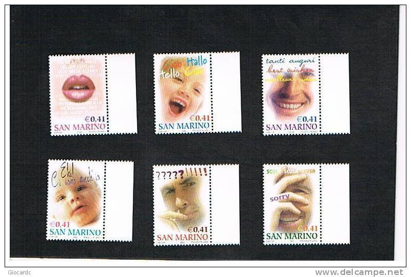 SAN MARINO - UNIF1887.1892    -  2002    FRANCOBOLLI AUGURALI   - NUOVI ** - Unused Stamps