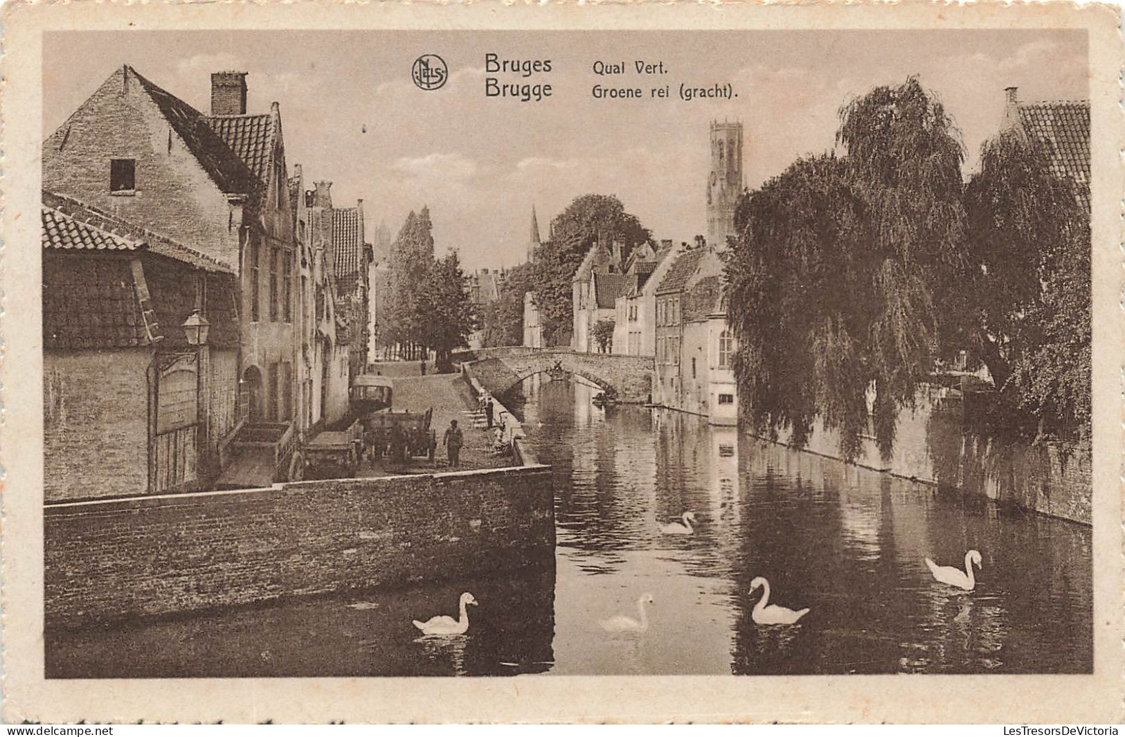 BELGIQUE - Bruges - Quai Vert - Cygnes - Pont - Cartes Postales Ancienne - Brugge