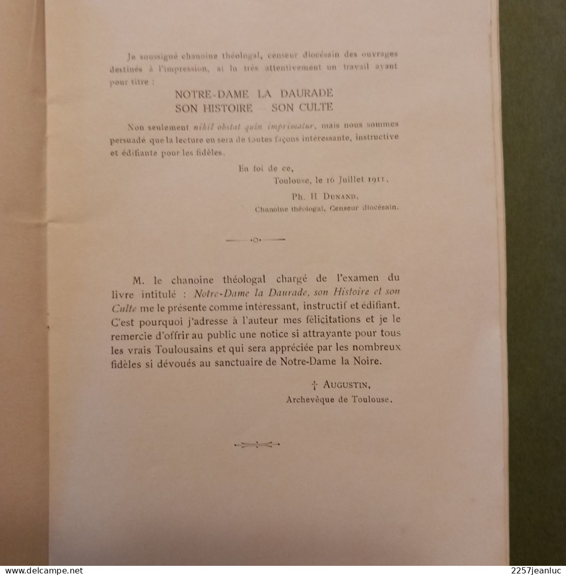 Notre Dame La Daurade à Toulouse Son Histoire Et Son Culte  Edition 1911 - Midi-Pyrénées