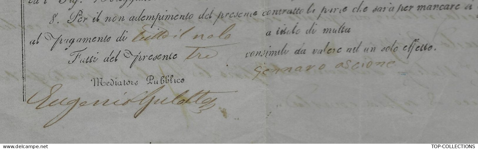 NAVIGATION ITALIE Parleme 1860  RARE CONTRAT D’ AFFRETEMENT CONTRATTO DI NOLEGGIO Pour Porto Palo Sicile - Italië