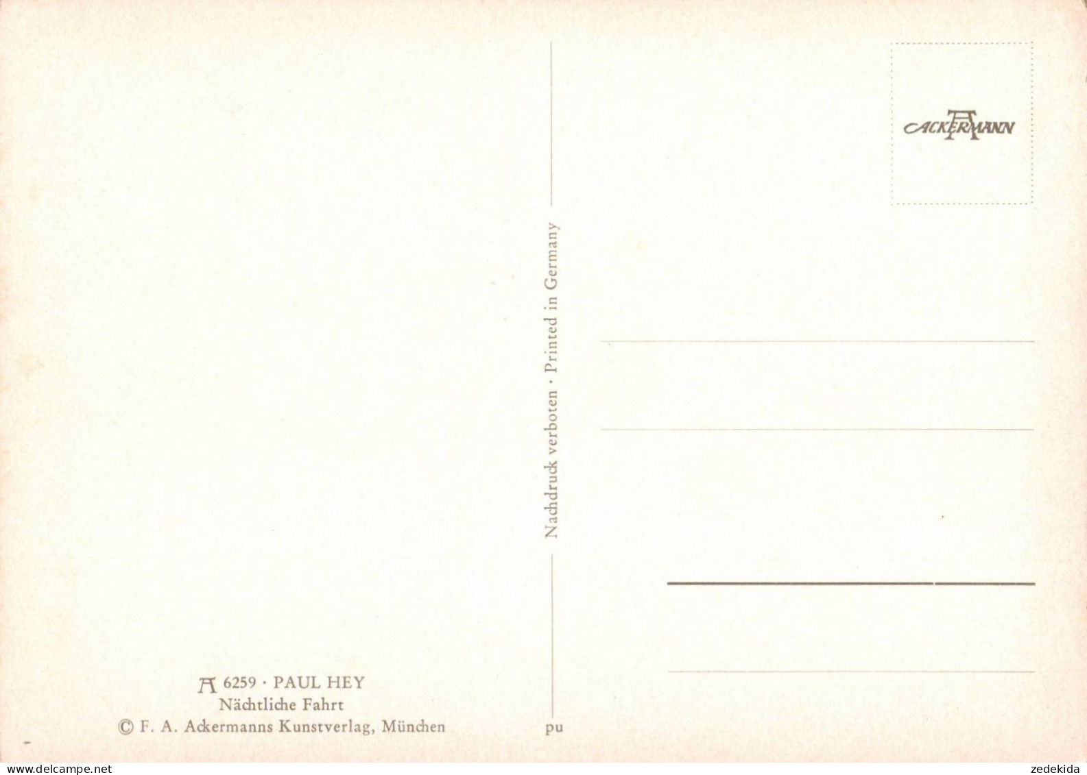 G7850 - Paul Hey Künstlerkarte - Nächtliche Fahrt - Postktsche Pferdekutsche Gespann - Ackermann 6259 - Hey, Paul