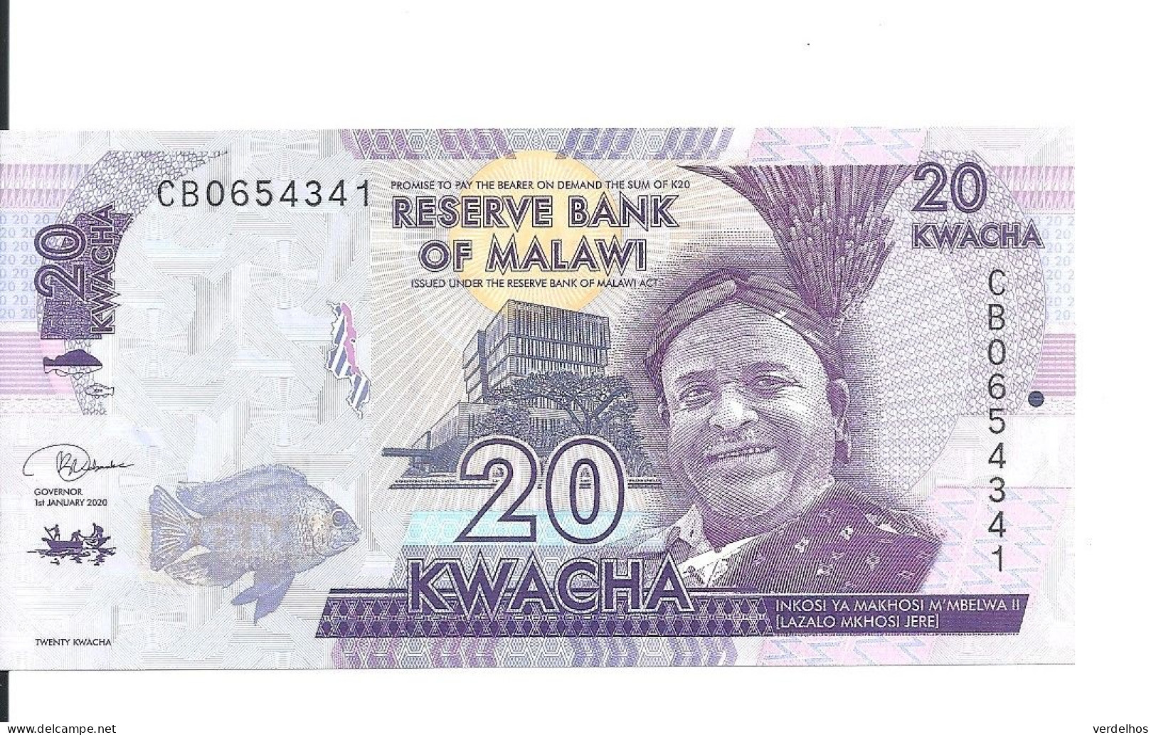 MALAWI 20 KWACHA 2020 UNC P 63 F - Malawi