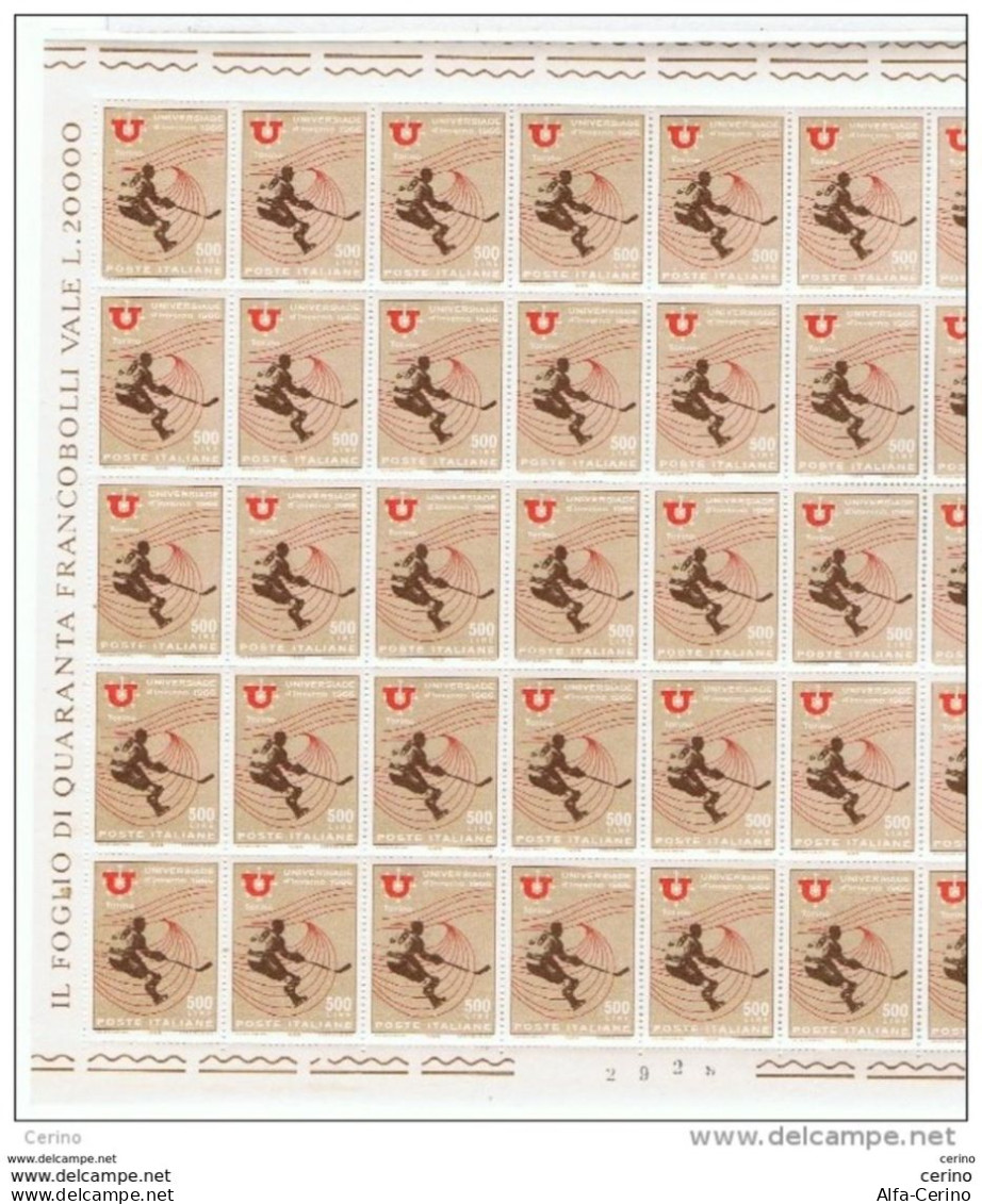 REPUBBLICA:  1966  UNIVERSIADI  INVERNALI  -  S. CPL. 3  VAL. FGL. 40  N. -  SASS. 1014/16 - Full Sheets