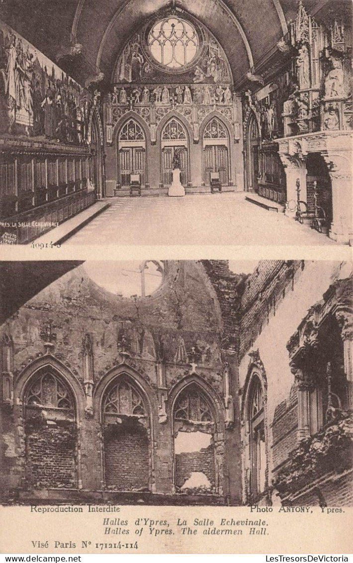 BELGIQUE - Halles D'Ypres - La Salle Echevinale - Cartes Postales Ancienne - Ieper