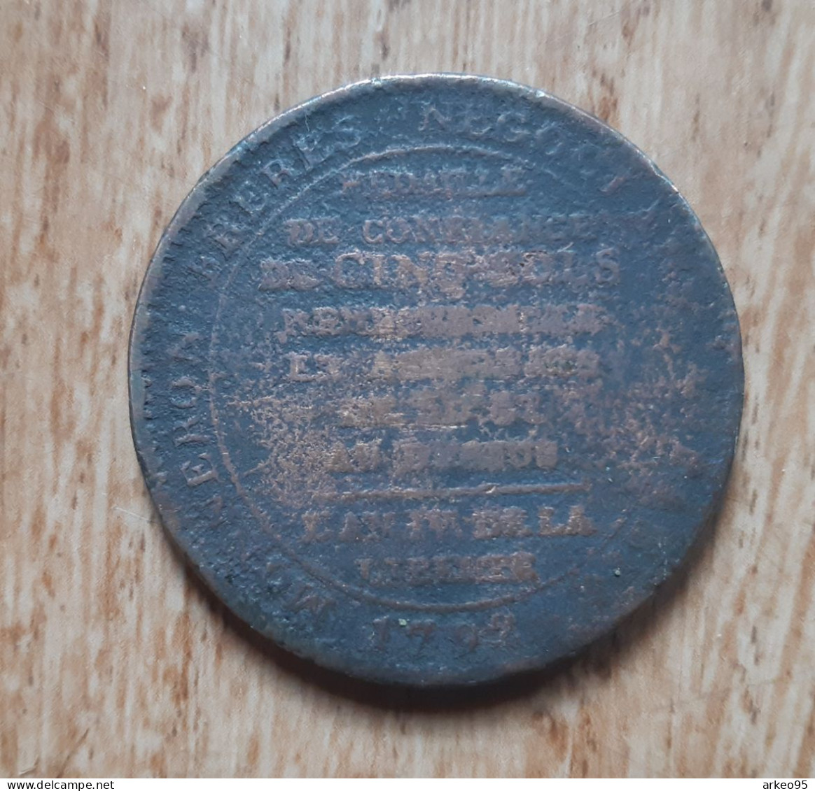 Monnaie De Confiance 5 Sols Monneron 1792 - 1791-1792 Franse Grondwet