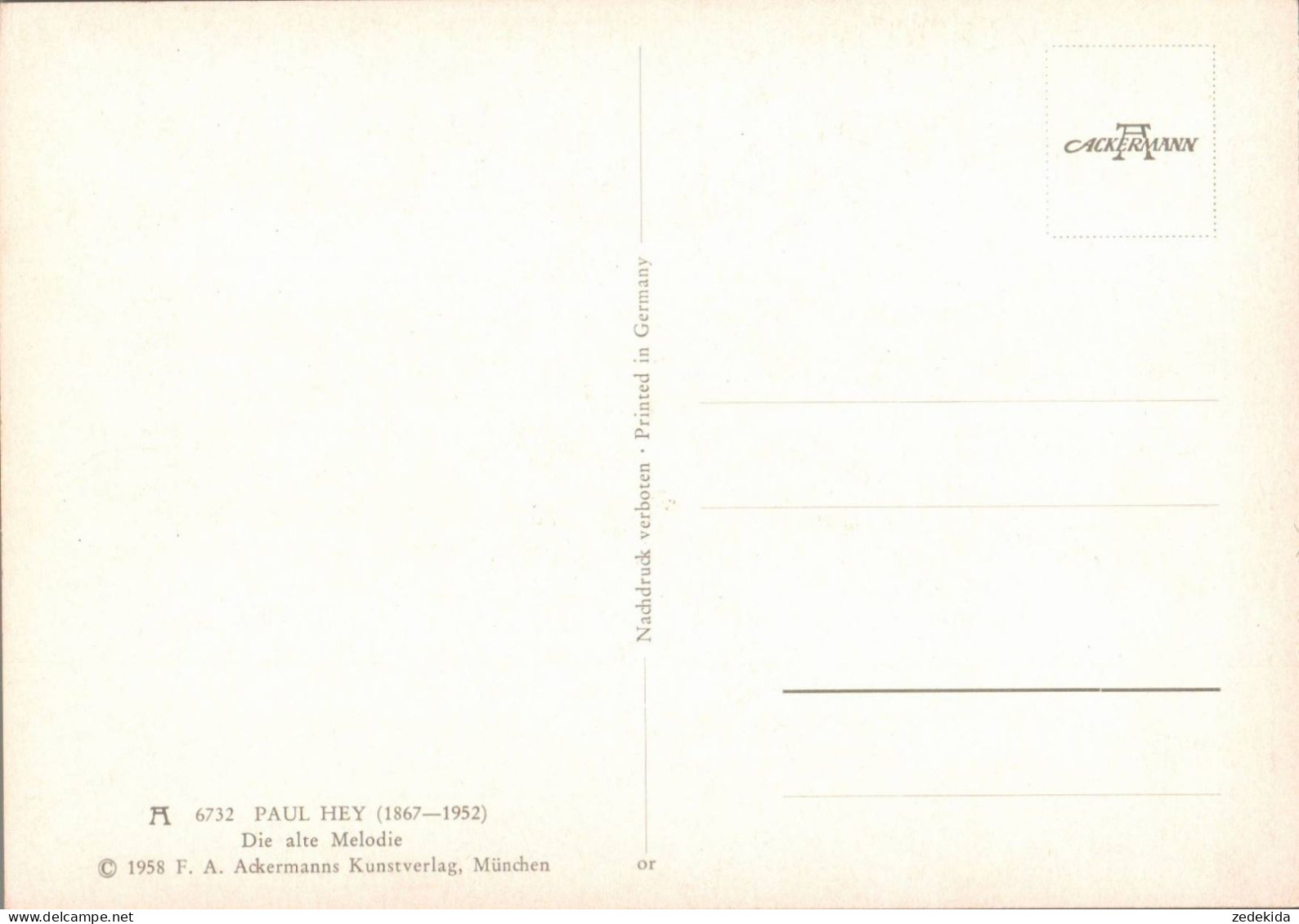 E9654 - Paul Hey Künstlerkarte - Die Alte Melodie - Ackermann 6732 - Hey, Paul
