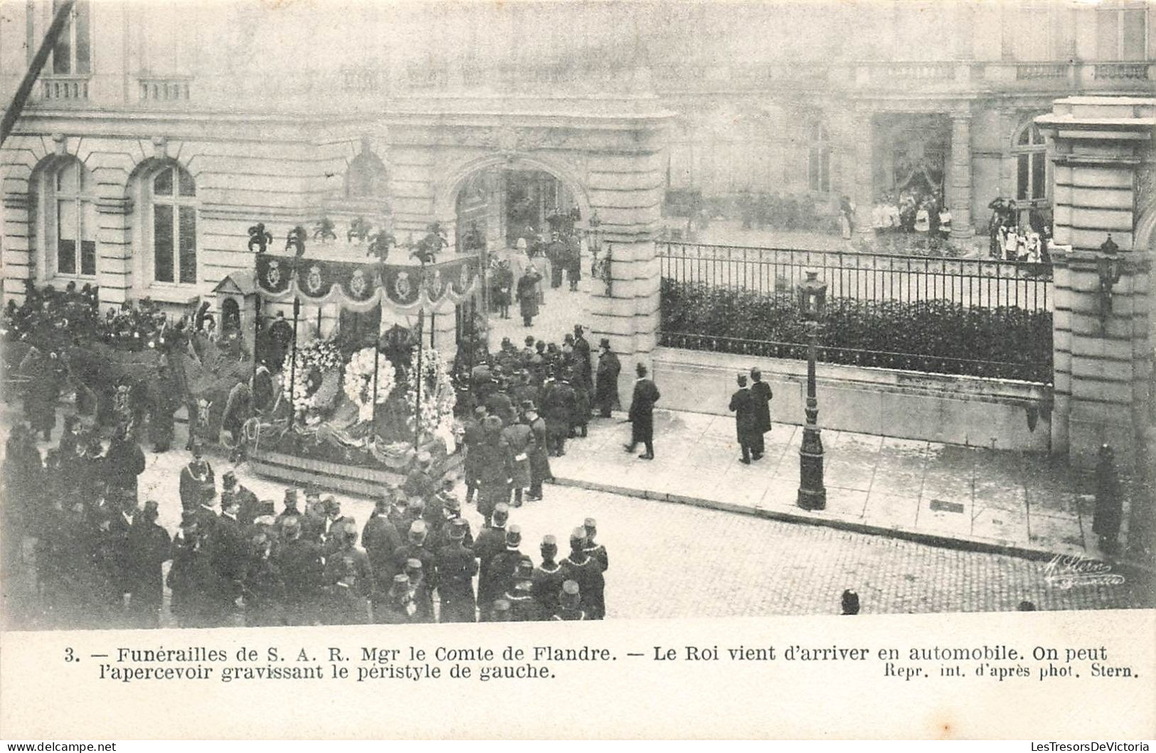 BELGIQUE - Funérailles Du Comte De Flandre - L'arrivée En Automobile Du Roi - Animé - Carte Postale Ancienne - Sonstige & Ohne Zuordnung