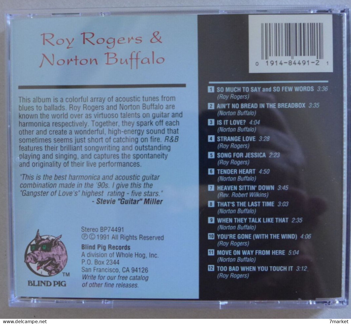 CD/ Roy Rogers & Norton Buffalo - R&B / Blind Pig Records - 1991 - Blues