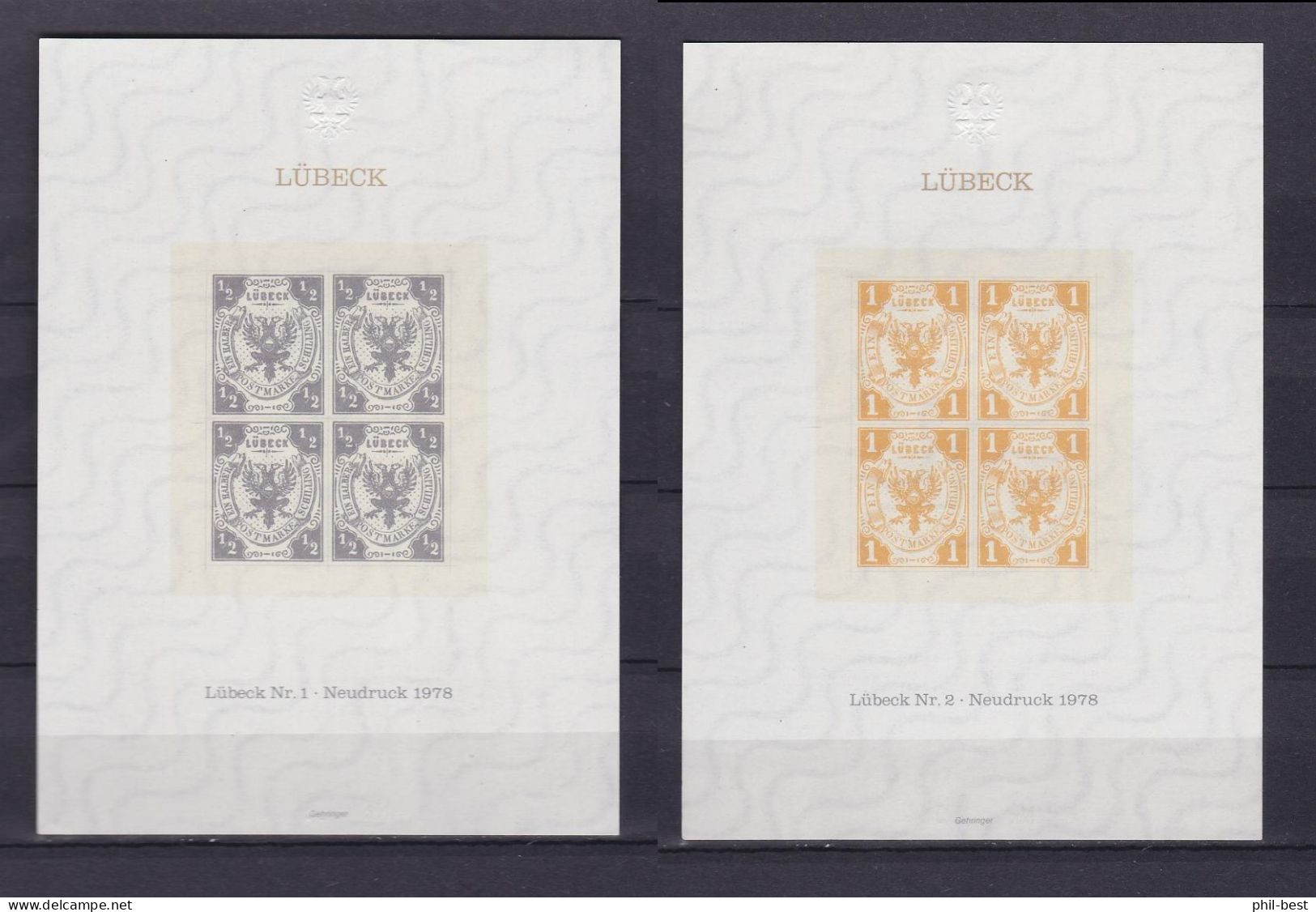 Lübeck Nr 1, 2, 3, 4 ND, 4 X Neudruck Von 1978 #J802 - Luebeck