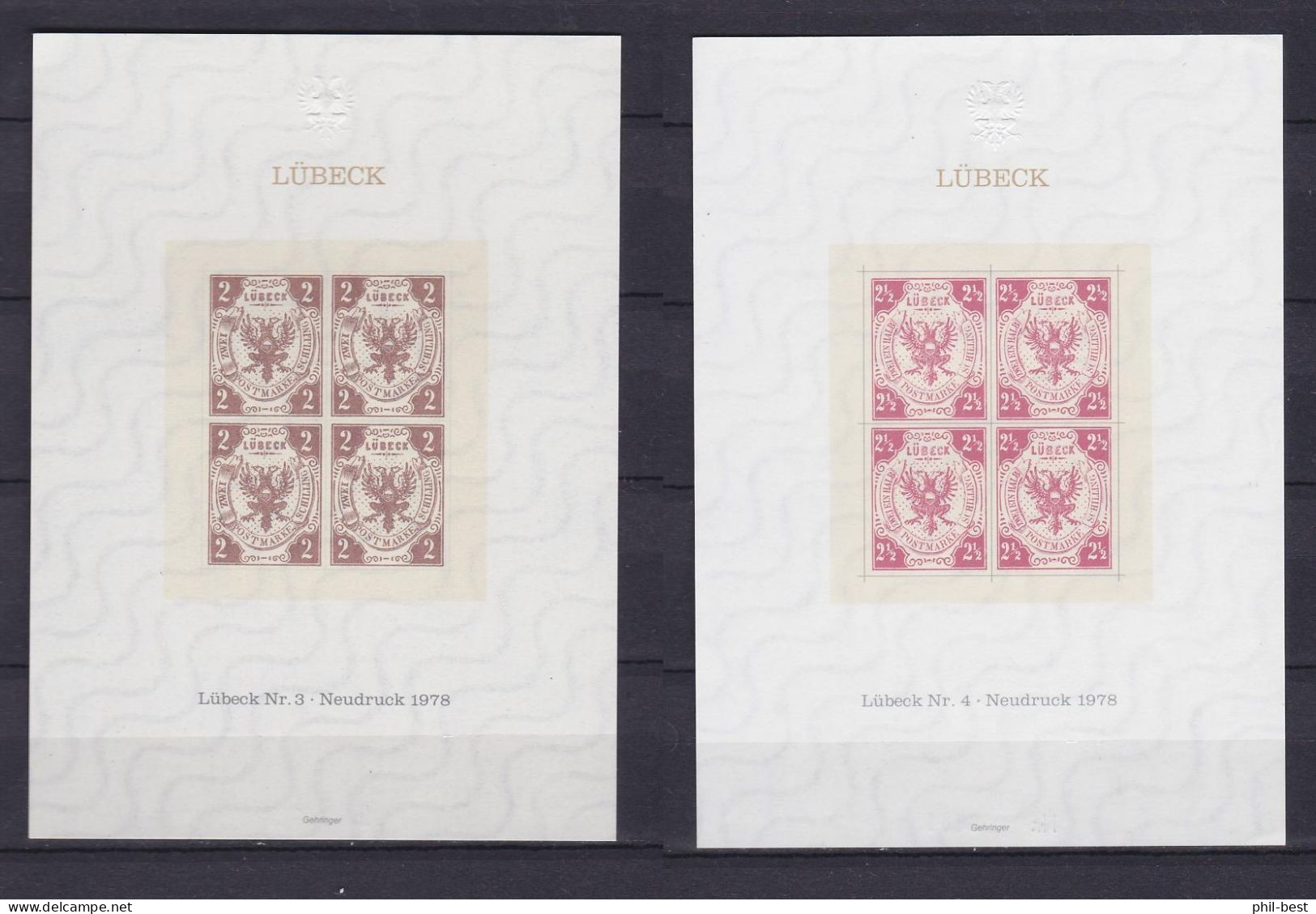Lübeck Nr 1, 2, 3, 4 ND, 4 X Neudruck Von 1978 #J802 - Lübeck