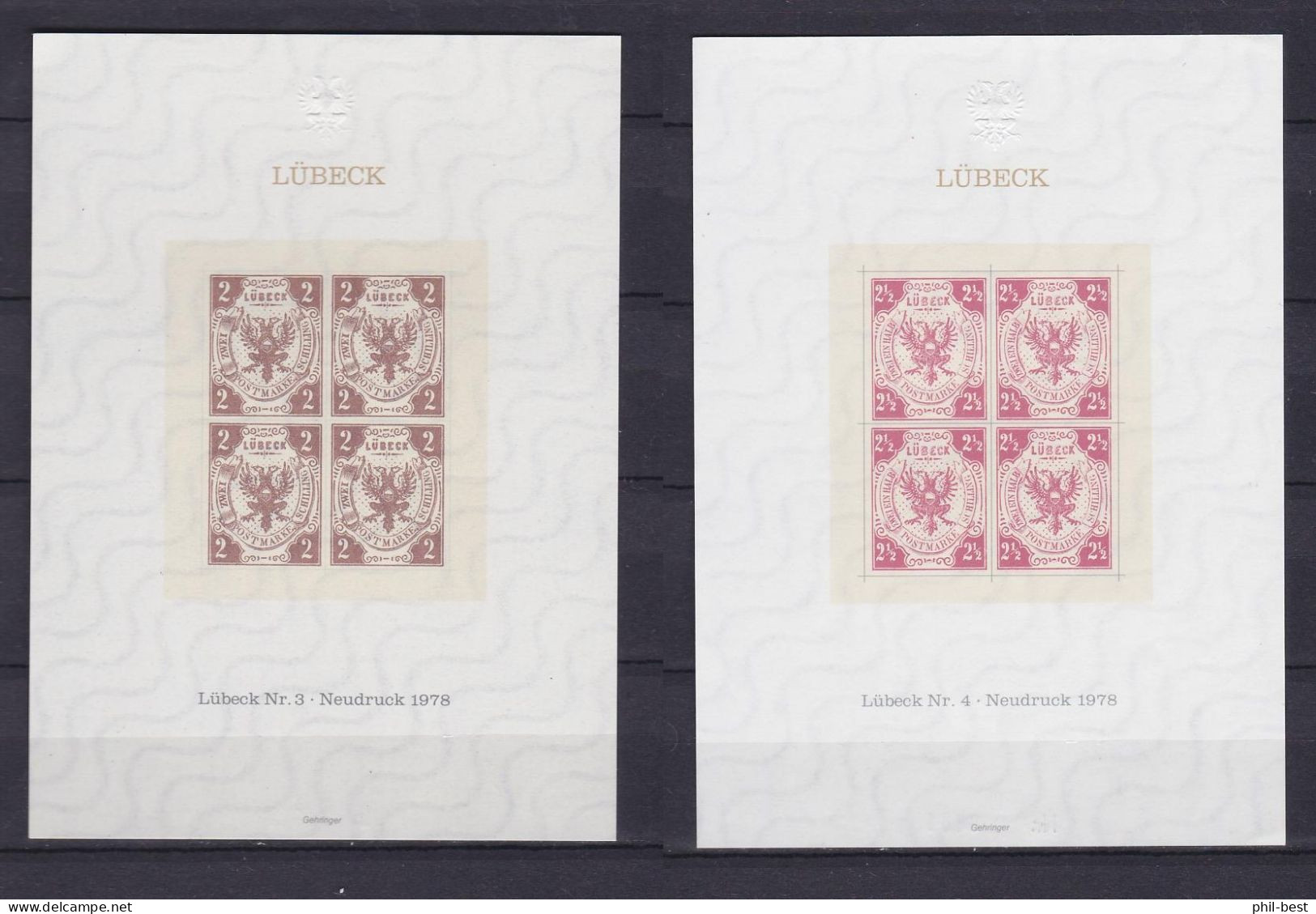 Lübeck Nr 1, 2, 3, 4 ND, 4 X Neudruck Von 1978 #J802 - Luebeck