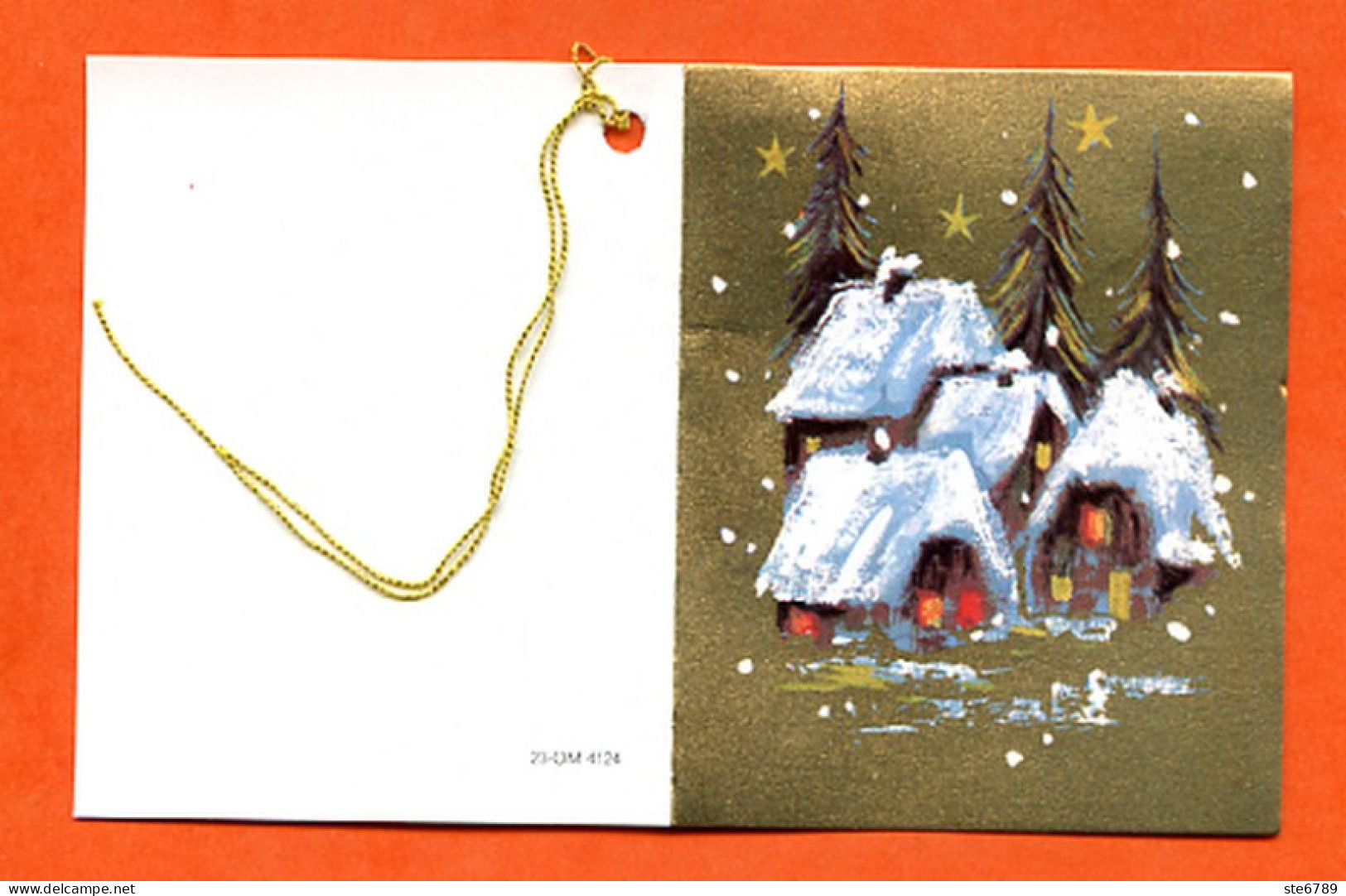 Etiquette Cadeau  Joyeux Noel Mini Carte Maisons Sapins 3 Pour Cadeaux - Papá Noel