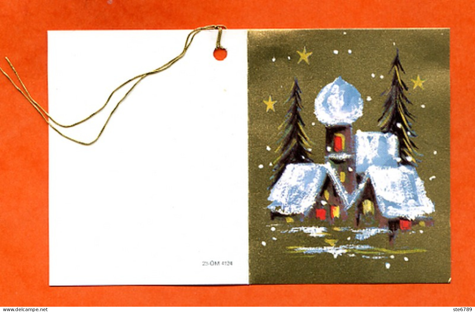 Etiquette Cadeau  Joyeux Noel Mini Carte Maisons Sapins 2 Pour Cadeaux - Père-Noël