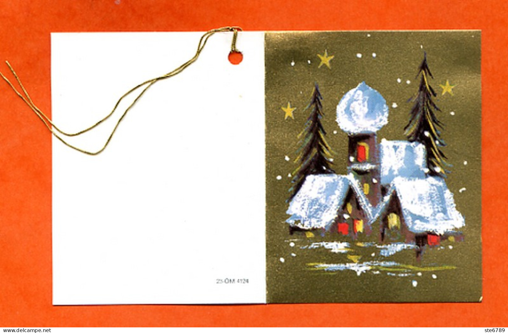 Etiquette Cadeau  Joyeux Noel Mini Carte Maisons Sapins 2 Pour Cadeaux - Papá Noel