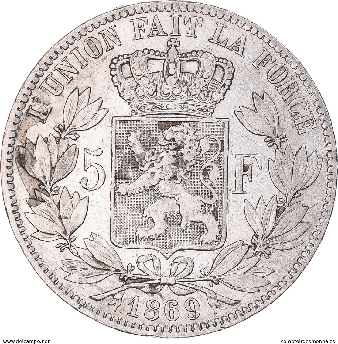 Monnaie, Belgique, Leopold II, 5 Francs, 5 Frank, 1869, TTB, Argent, KM:24 - 5 Frank