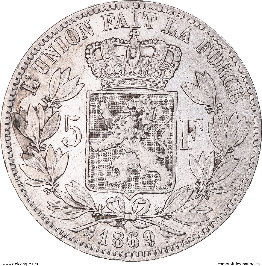 Monnaie, Belgique, Leopold II, 5 Francs, 5 Frank, 1869, TTB, Argent, KM:24 - 5 Francs