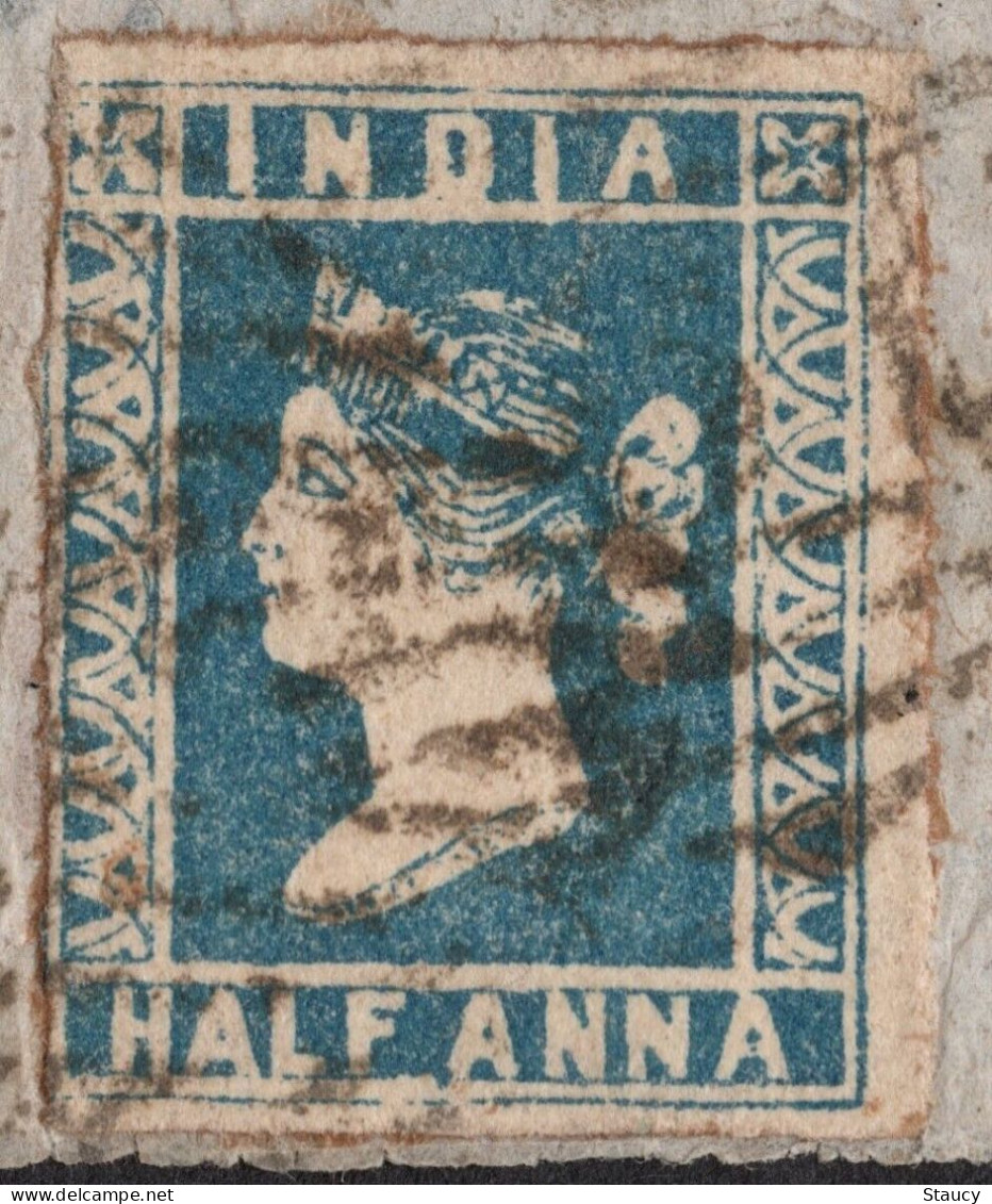 British India 1854 QV 1/2a Half Anna Litho / Lithograph Stamp Franking On Cover As Per Scan - 1854 Britse Indische Compagnie