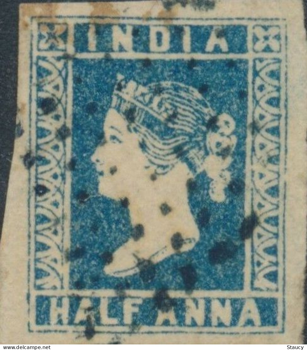 British India 1854 QV 1/2a Half Anna Litho/ Lithograph Stamp With 4 Margins As Per Scan - 1854 East India Company Administration