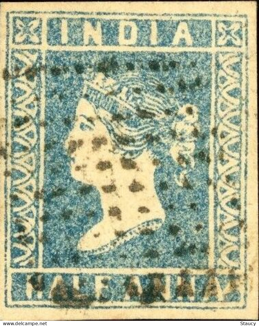 British India 1854 QV 1/2a Half Anna Litho/ Lithograph Stamp With 4 Margins As Per Scan - 1854 East India Company Administration