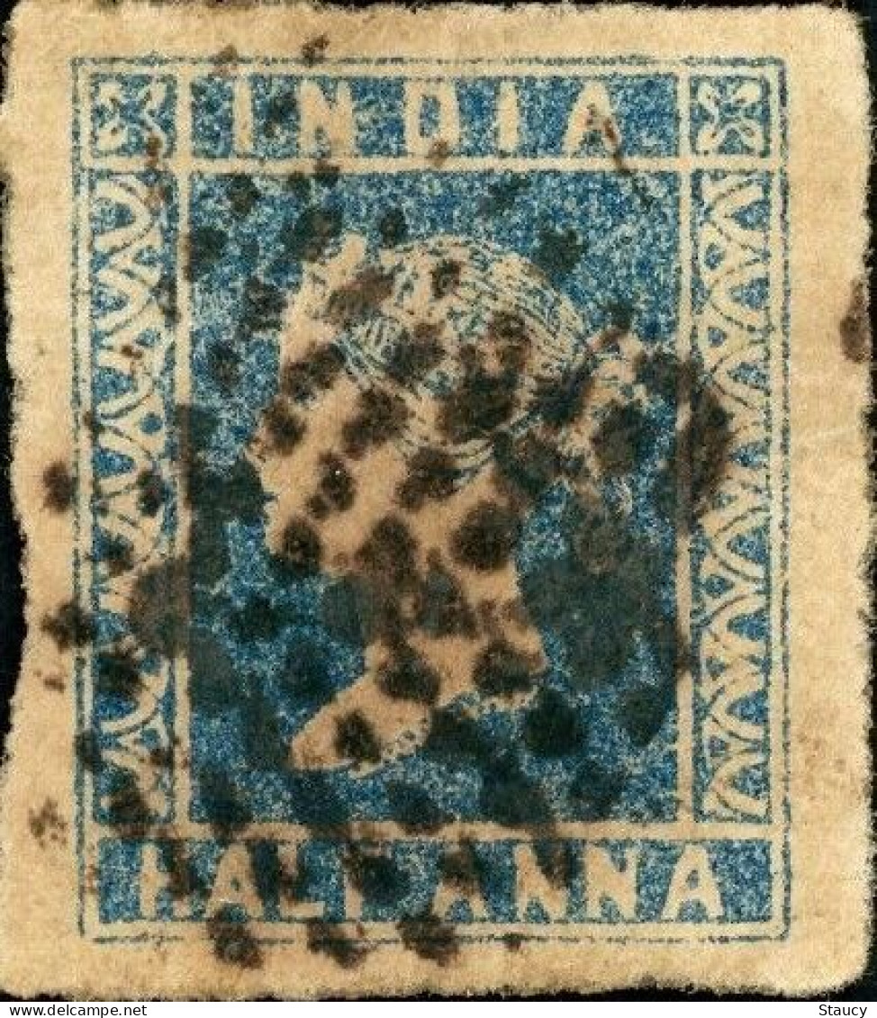 British India 1854 QV 1/2a Half Anna Litho/ Lithograph Stamp With 4 Margins As Per Scan - 1854 East India Company Administration