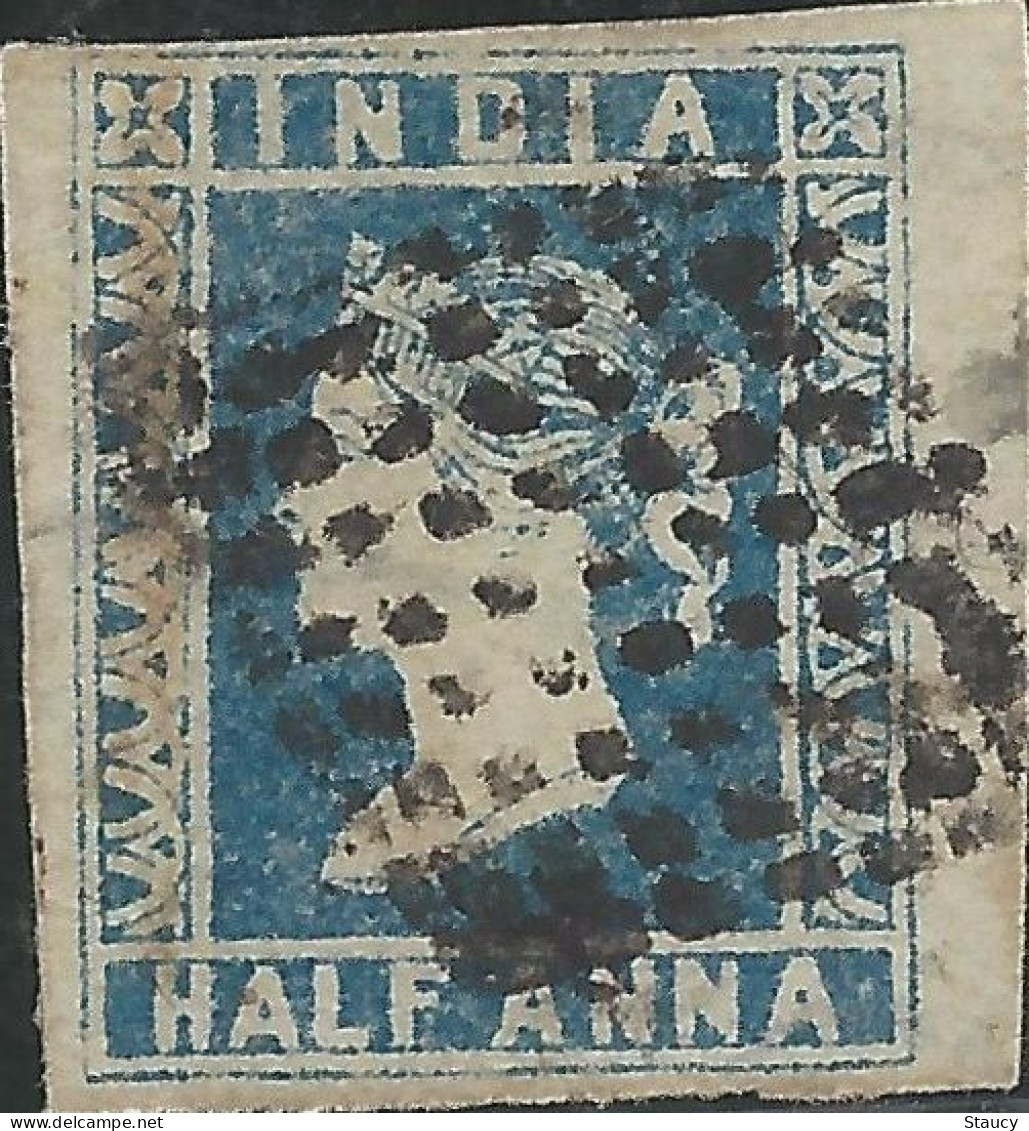 British India 1854 QV 1/2a Half Anna Litho/ Lithograph Stamp With 4 Margins As Per Scan - 1854 East India Company Administration