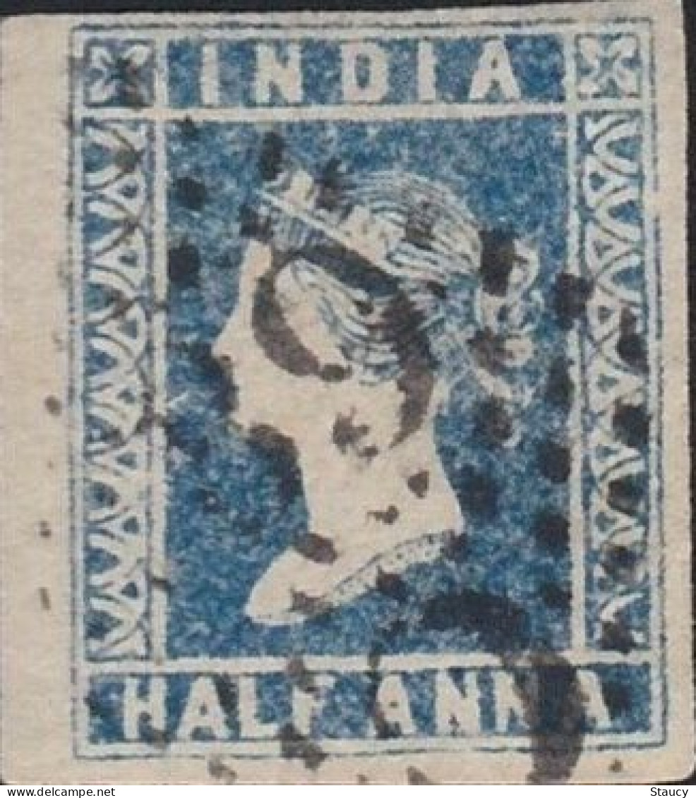 British India 1854 QV 1/2a Half Anna Litho/ Lithograph Stamp With 4 Margins As Per Scan - 1854 East India Company Administration