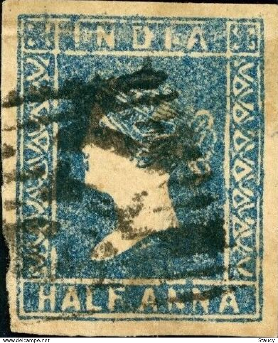 British India 1854 QV 1/2a Half Anna Litho/ Lithograph Stamp With 4 Margins As Per Scan - 1854 East India Company Administration