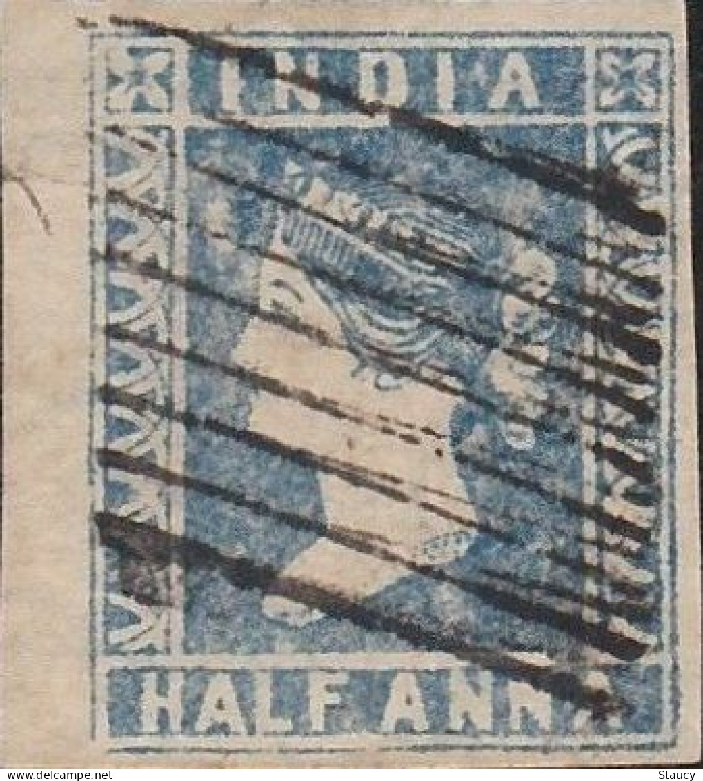 British India 1854 QV 1/2a Half Anna Litho/ Lithograph Stamp With 4 Margins As Per Scan - 1854 East India Company Administration