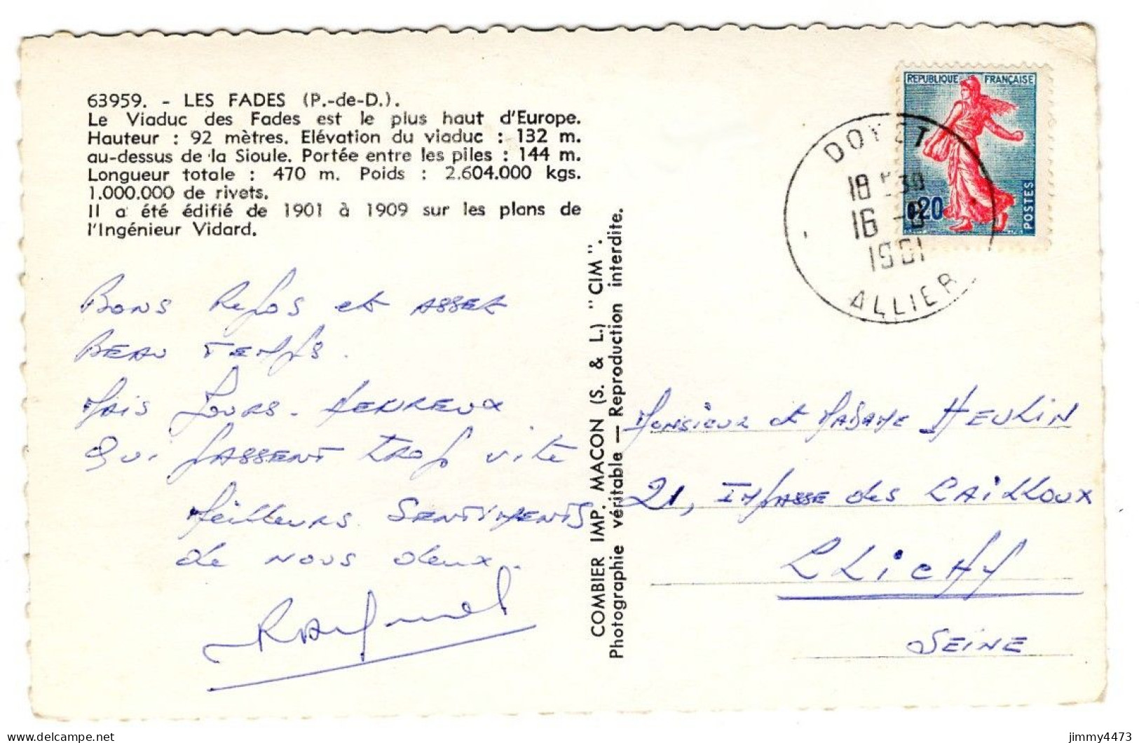CPSM - Le Viaduc Des Fades En 1951 - Multi Vues + Texte Au Dos - IMP. COMBIER MACON " CIM " - Ouvrages D'Art