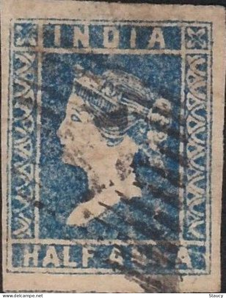 British India 1854 QV 1/2a Half Anna Litho/ Lithograph Stamp With 4 Margins As Per Scan - 1854 East India Company Administration