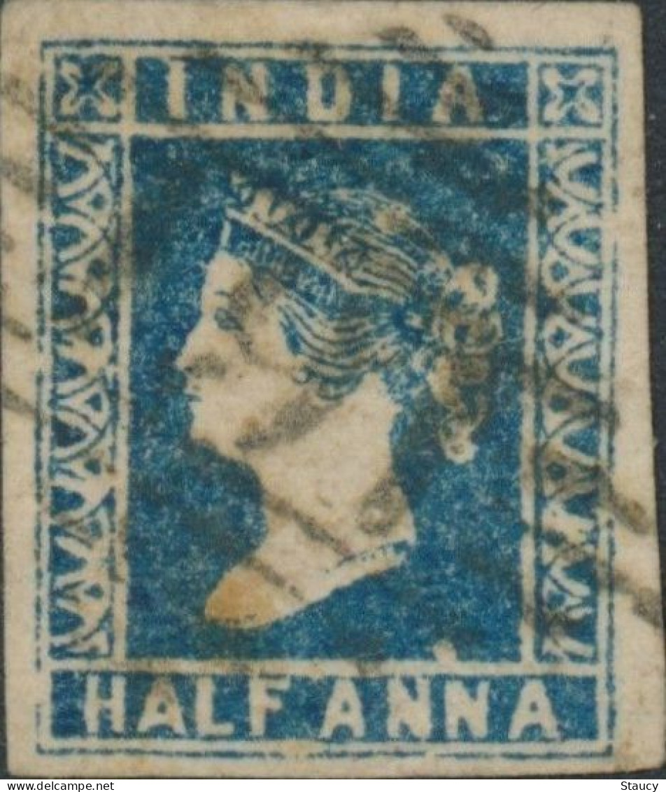 British India 1854 QV 1/2a Half Anna Litho/ Lithograph Stamp With 4 Margins As Per Scan - 1854 East India Company Administration