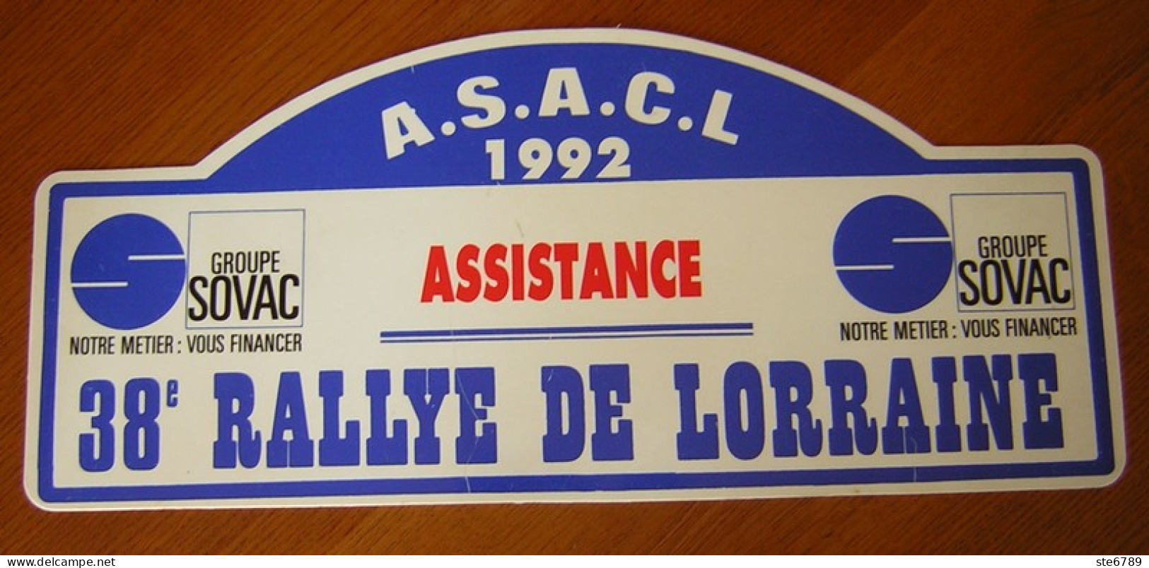 Plaque De Rallye  38 ° RALLYE DE LORRAINE 1992 Sport Automobile - Rally-affiches