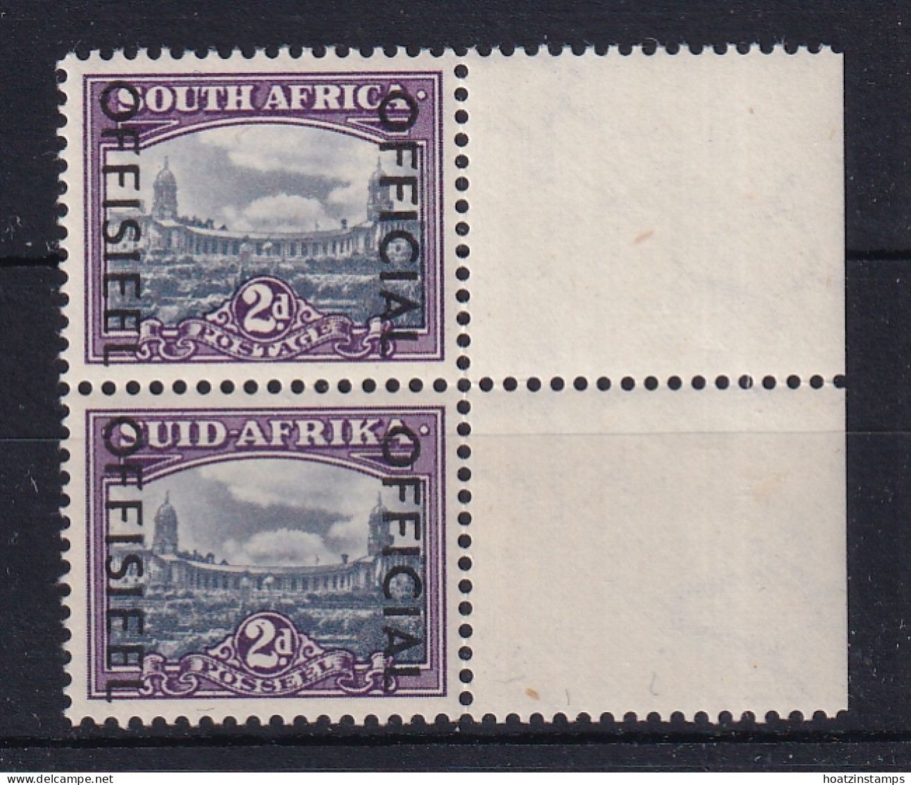 South Africa: 1950/54   Official - Union Buildings   SG O45    2d    MNH Pair - Dienstzegels