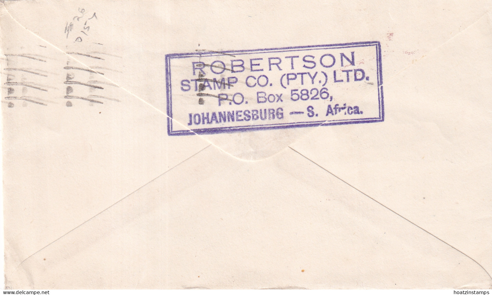 South Africa: 1954   Official - Ship   SG O43    1d   Grey & Carmine  [reduced Size]  Used Cover - Oficiales