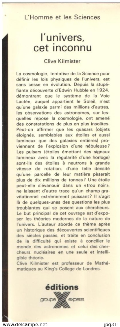 Clive Kilmister -  L'univers, cet inconnu - Express / L'homme et les sciences - 1971