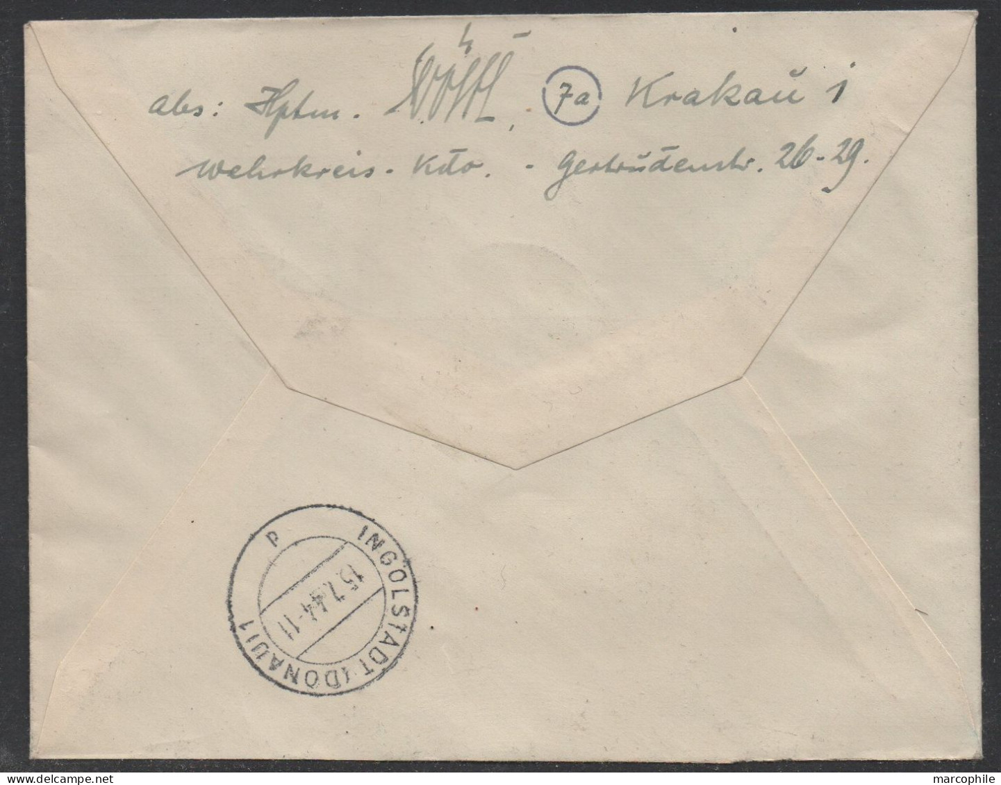 III REICH - GENERAL GOUVERNEMENT - CRACOVIE - POLOGNE / 1944 LETTRE RECOMMANDEE ==> INGOLSTADT (ref 7082) - General Government