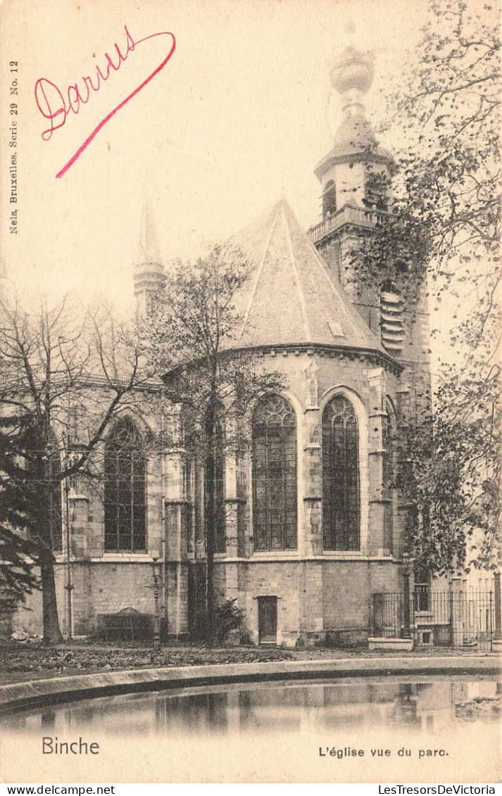 BELGIQUE - Binche - L'église Vue Du Parc - Carte Postale Ancienne - Binche