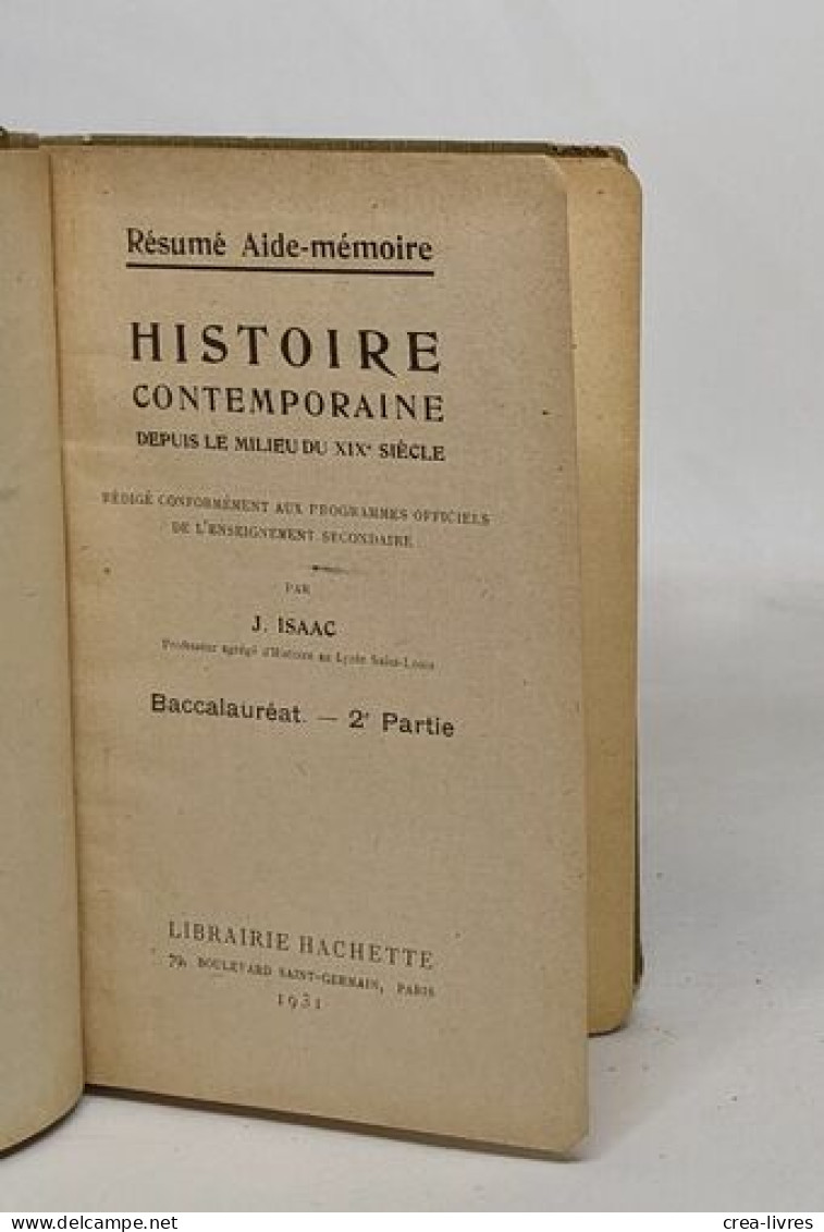 Histoire Contemporaine Depuis Le Milieu Du XIXe Siècle - Non Classés