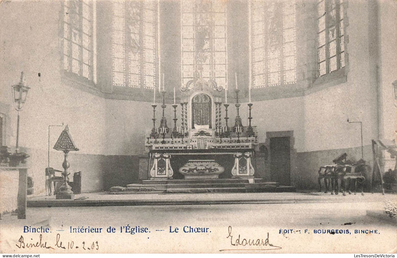 BELGIQUE - Binche - Intérieur De L'église - Le Chœur - Carte Postale Ancienne - Binche