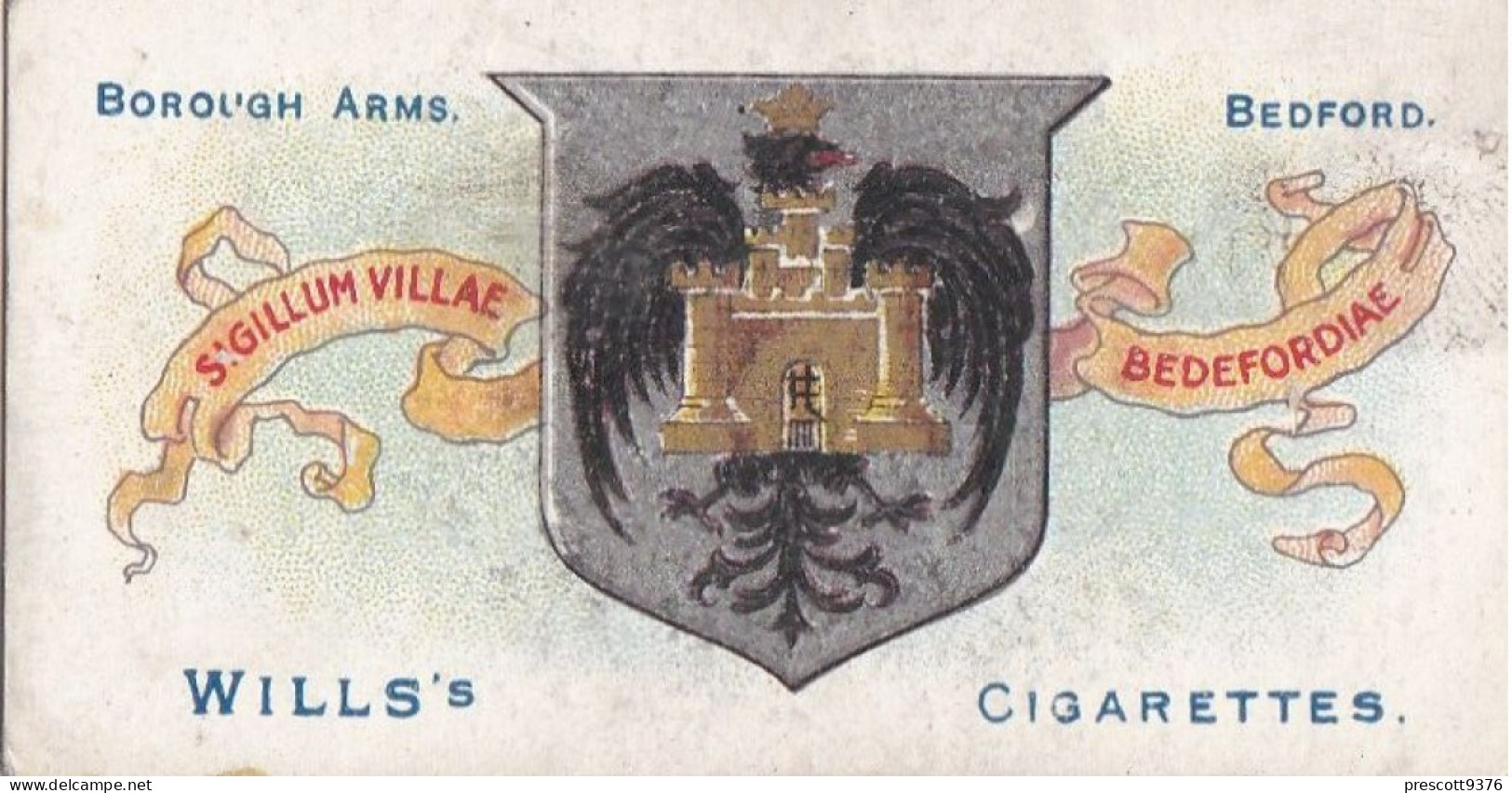 62 BEDFORD - Town Arms 2nd Series 1906 - Wills Cigarette Card - Original  - Antique - Wills