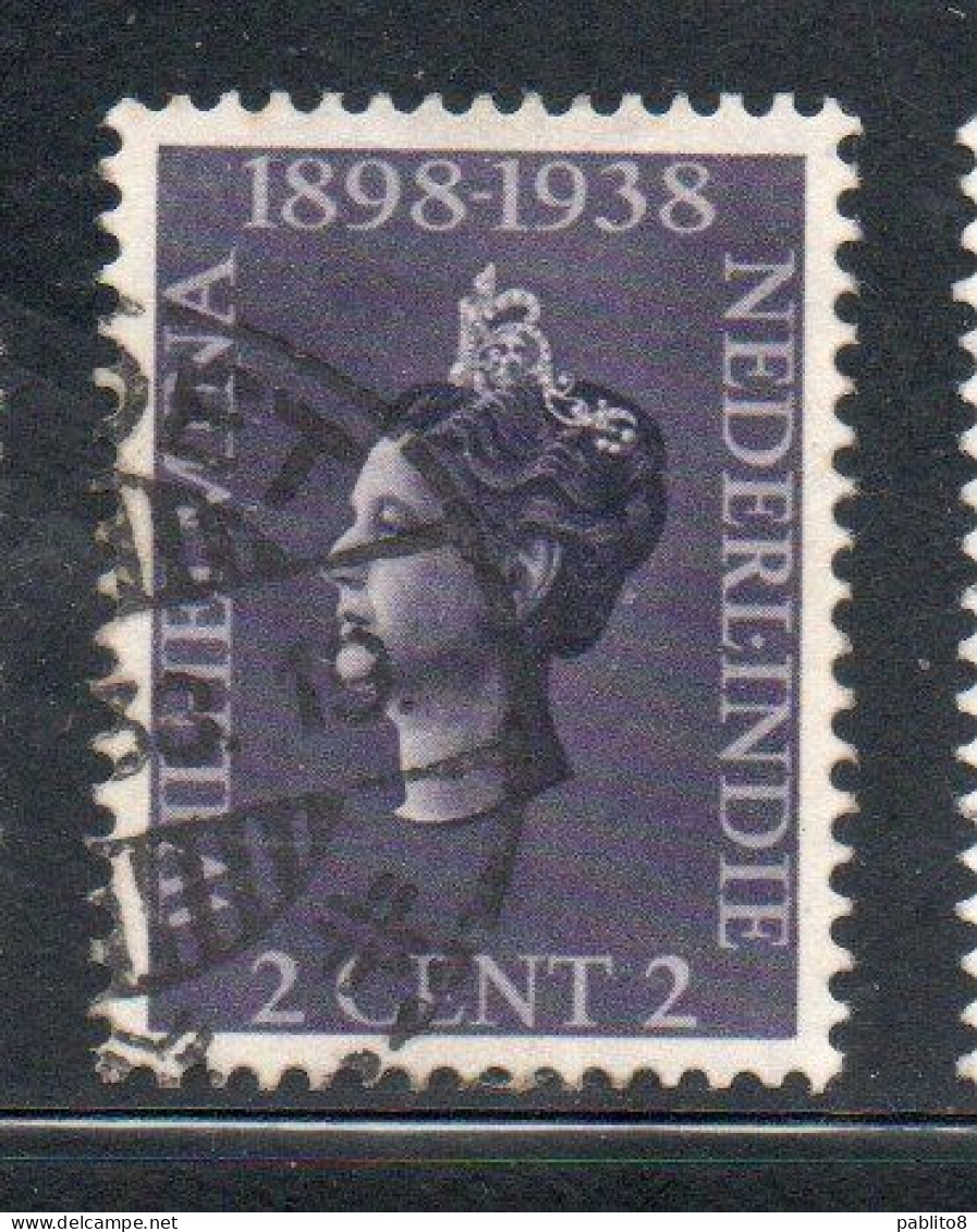 DUTCH INDIA INDIE INDE NEDERLANDS HOLLAND OLANDESE OLANDESI INDIES 1938 QUEEN WILHELMINA 2c USED USATO OBLITERE' - Nederlands-Indië