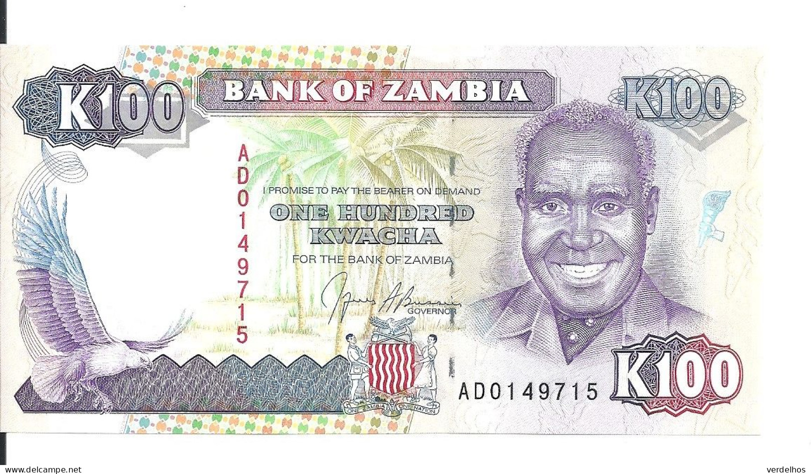 ZAMBIE 100 KWACHA ND1991 UNC P 34 - Zambia