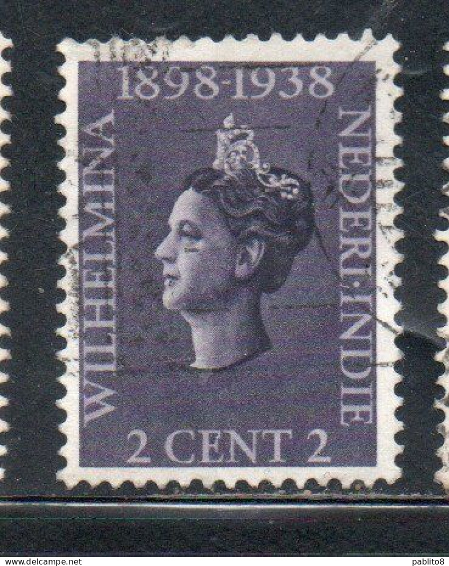 DUTCH INDIA INDIE INDE NEDERLANDS HOLLAND OLANDESE OLANDESI INDIES 1938 QUEEN WILHELMINA 2c USED USATO OBLITERE' - Nederlands-Indië