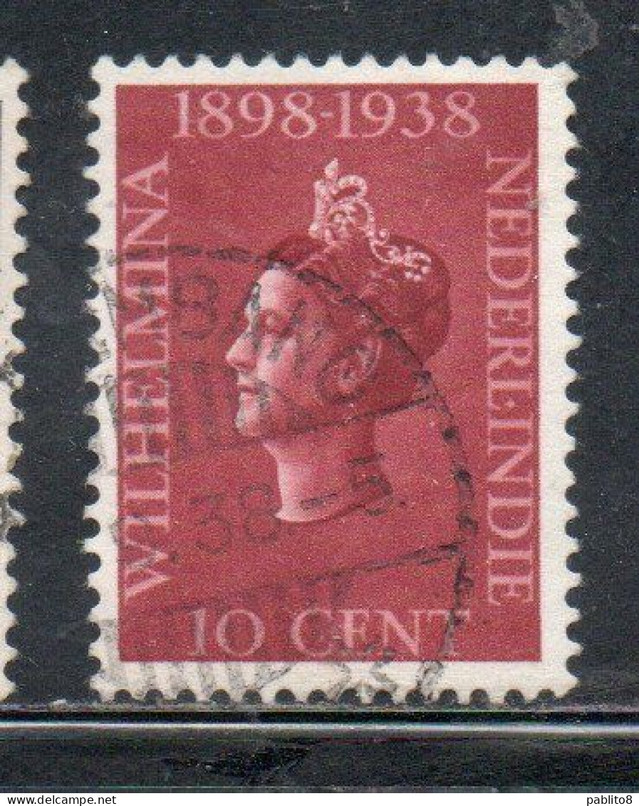 DUTCH INDIA INDIE INDE NEDERLANDS HOLLAND OLANDESE OLANDESI INDIES 1938 QUEEN WILHELMINA 10c USED USATO OBLITERE' - Nederlands-Indië