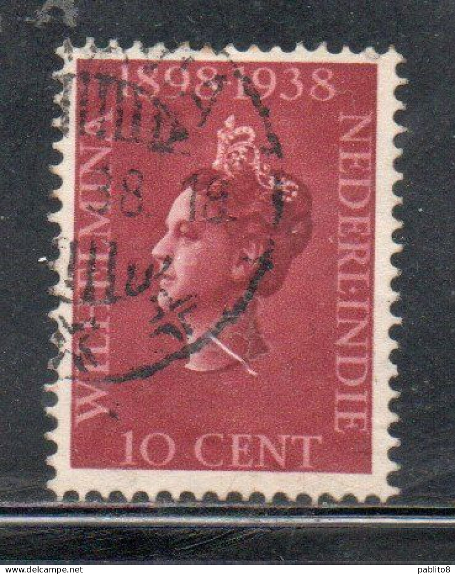 DUTCH INDIA INDIE INDE NEDERLANDS HOLLAND OLANDESE OLANDESI INDIES 1938 QUEEN WILHELMINA 10c USED USATO OBLITERE' - Nederlands-Indië