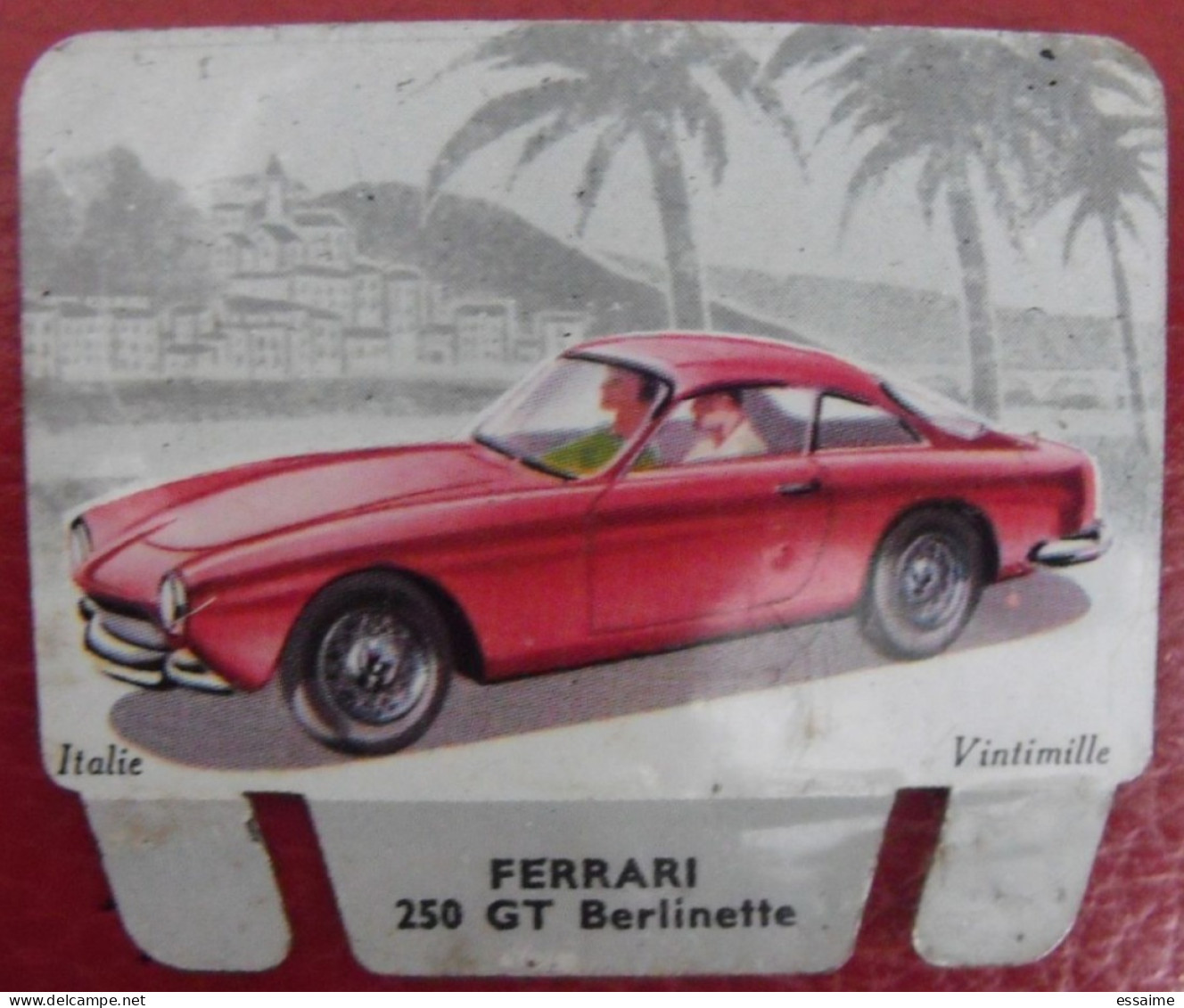 Plaque Ferrari 250 GT N° 32. Les Grandes Marques D'automobiles Chocolat Cafés Martel Mota. Plaquette Métal Vers 1960 - Placas En Aluminio (desde 1961)