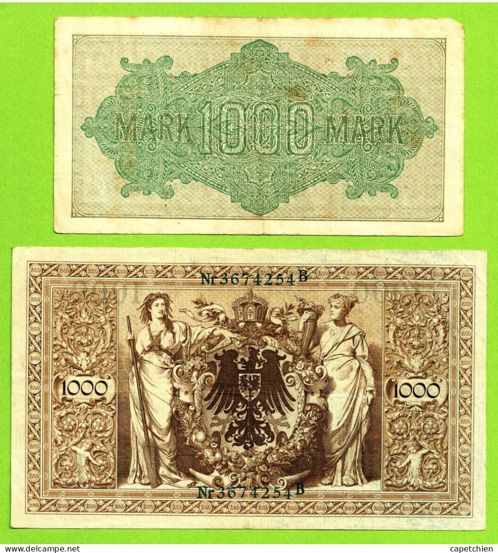 ALLEMAGNE / 2 VIEUX BILLETS DE 1.000 MARK / 1910 Et 1922 / ETAT MOYEN - 1.000 Mark