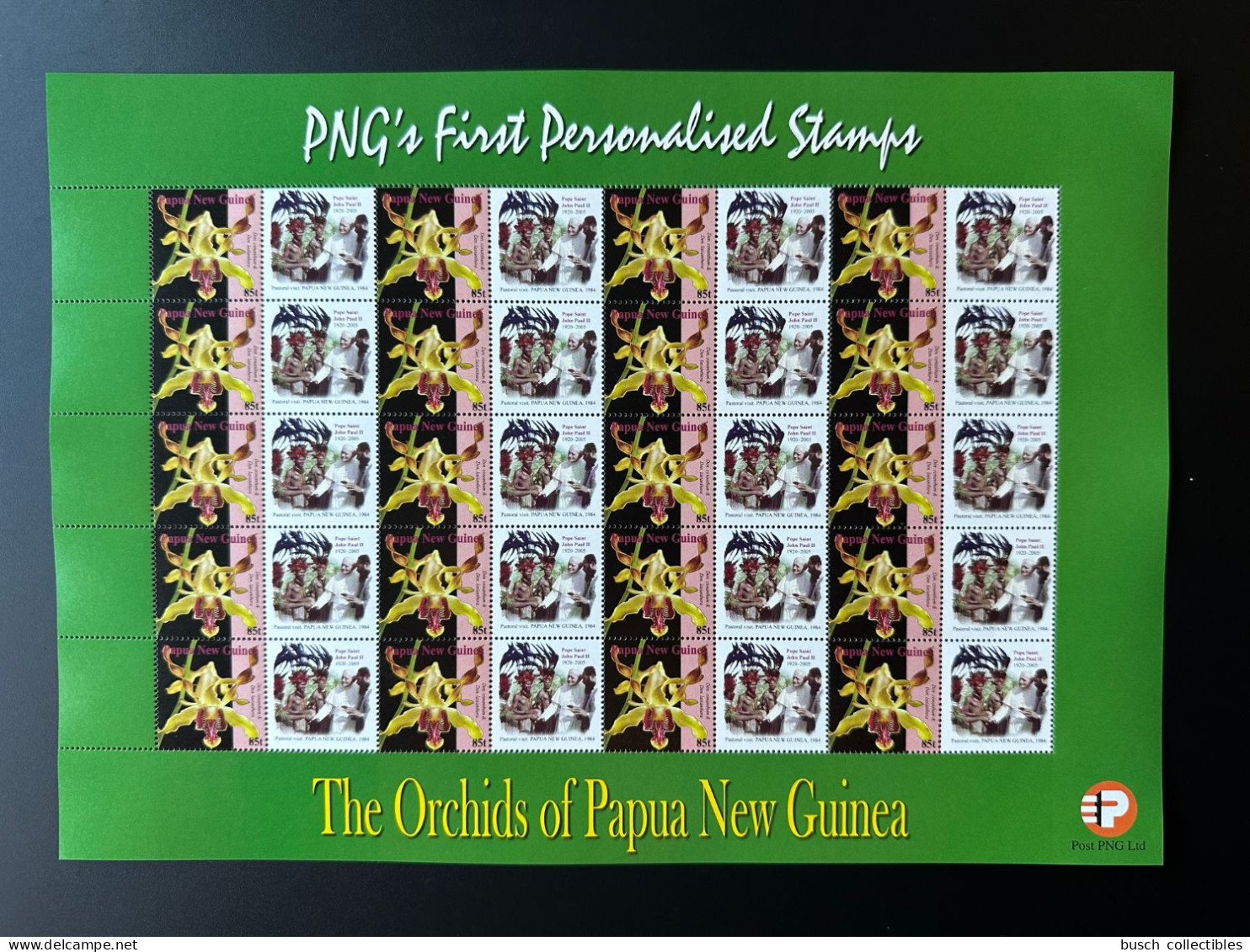 Papua New Guinea PNG 2007 Mi. 1244 Personalized Pope Pape Jean Johannes John Paul II (2) Pastoral Visit Orchids Flowers - Orchidées