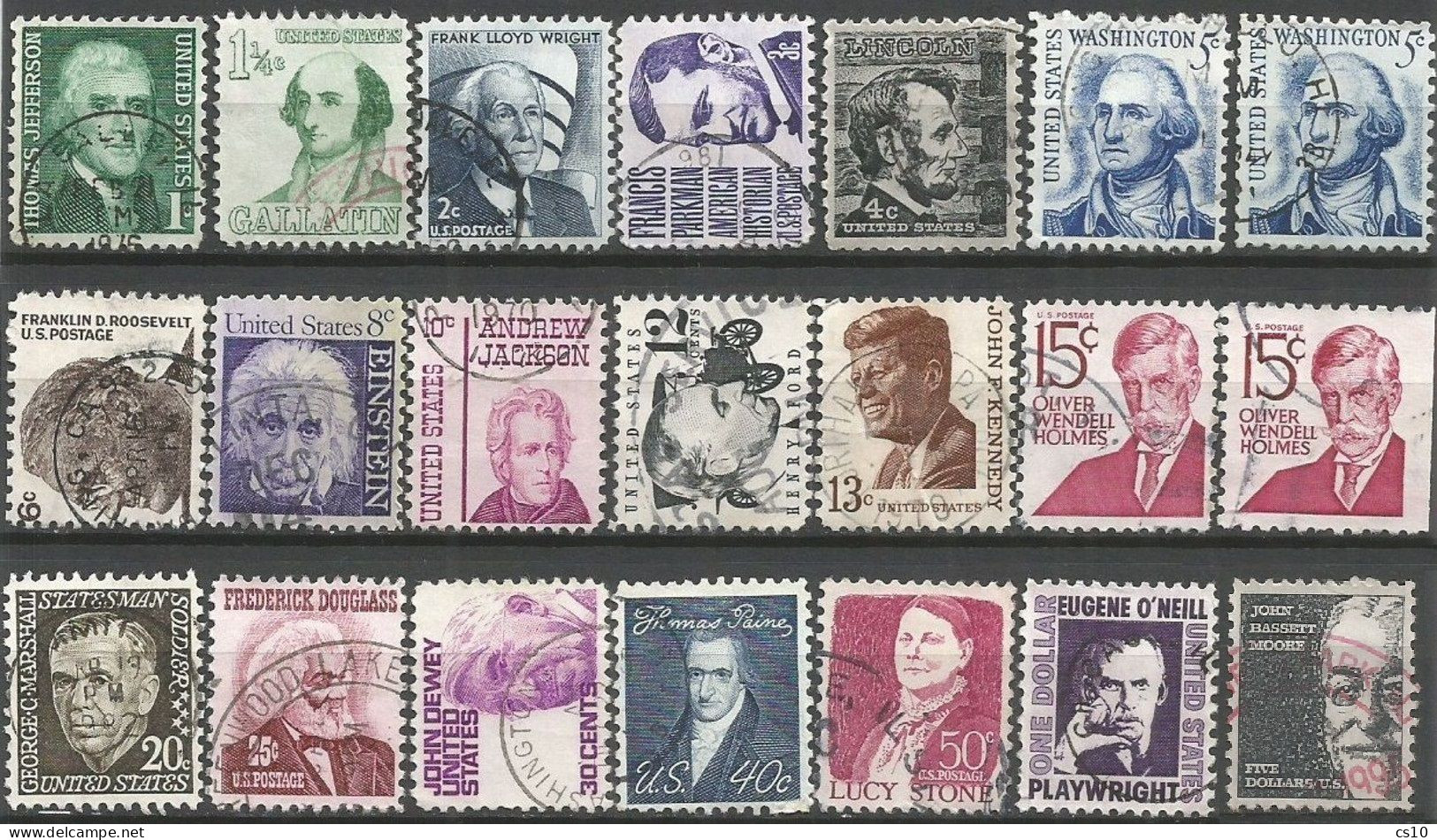 USA 1965/81 Prominent American Series Cpl 21+9v Set ( Sheets/Bklt + Coil ) In VFU Condition - SC.#1278/95 + #1297/1305E - Volledige Jaargang