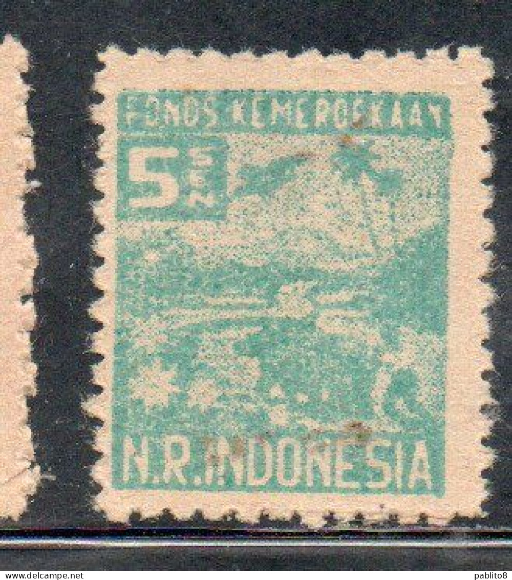 DUTCH INDIA INDIE INDE NEDERLANDS HOLLAND OLANDESI INDIES 1946 SUMATRA USE INDONESIA FARMER OXEN RICE PADDY 5s MNH - Nederlands-Indië